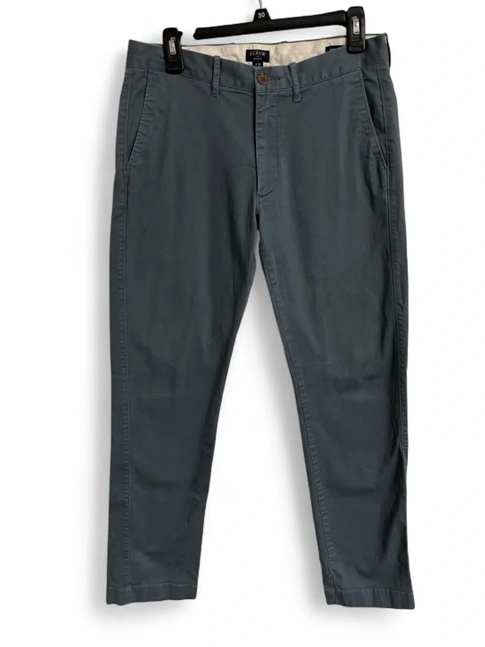 J.Crew Flex Gray Preppy Classic Chino Mens 30Wx32L Straight Leg Cotton Pants EUC